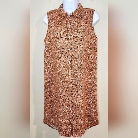 Tahari Shirt Women's Sleeveless Dress Size S 100% Linen Dots Summer Resortwear - Picture 1 of 7